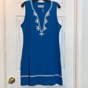 NWT Ava Lynn Peacock Blue‎ Rope Embroidered Trim Sleeveless Dress Size XL